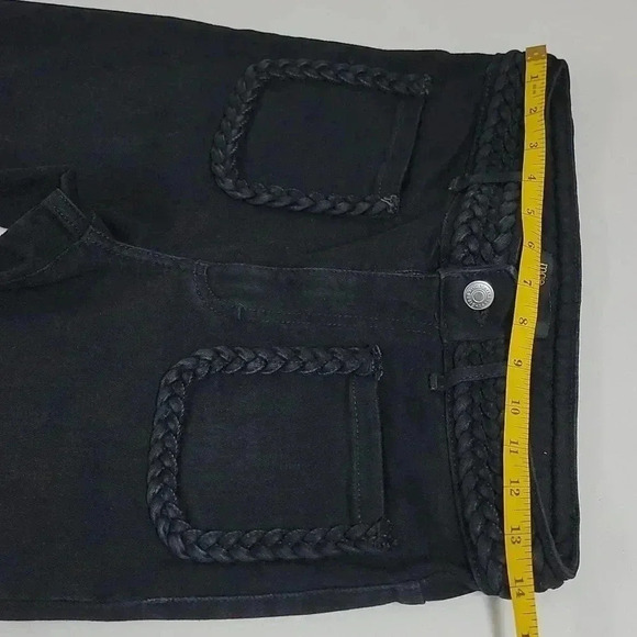 BLACK JEANS, BRAIDED FINISHES ON POCKETS - Picture 10 of 16